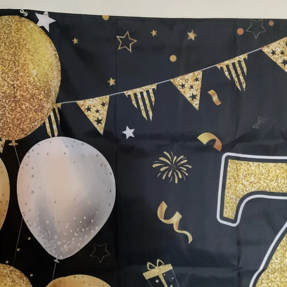 75TH HAPPY BIRTHDAY BACK DROP, BANNER, 8 TABLE DÉCOR 11 BALLOONS